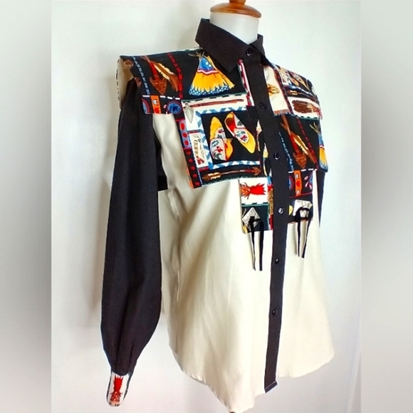 VINTAGE BANJO WESTERN BLOUSE - Picture 1 of 13
